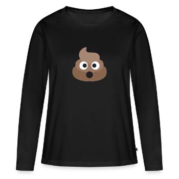 Poo Emoji Face! Retro Design! - Women's Premium Organic Long Sleeve Shirt - black - Front - Julia (174cm)