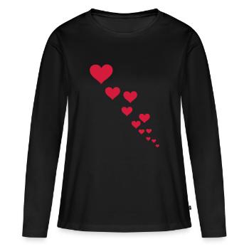 hearts - Frauen Premium Bio Langarmshirt - Schwarz - Vorne - Julia (174cm)