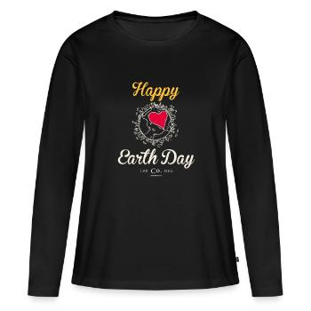 Happy Earth Day TShirt "Heart" - Frauen Premium Bio Langarmshirt - Schwarz - Vorne - Julia (174cm)