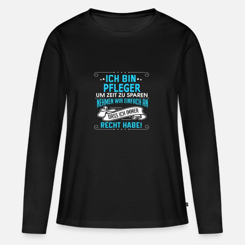 PFLEGER - Frauen Premium Bio Langarmshirt - Schwarz