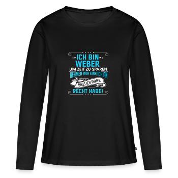 WEBER - Frauen Premium Bio Langarmshirt - Schwarz - Vorne - Julia (174cm)
