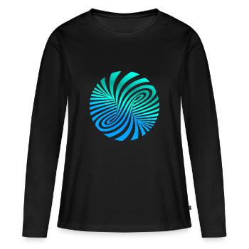 Optique psychédélique illusion turquoise optique art des années 60 - T-shirt manches longues Premium bio Femme - noir - Devant - Julia (174cm)