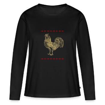 Coq d'or Henne Huhn - T-shirt manches longues Premium bio Femme - noir - Devant - Julia (174cm)