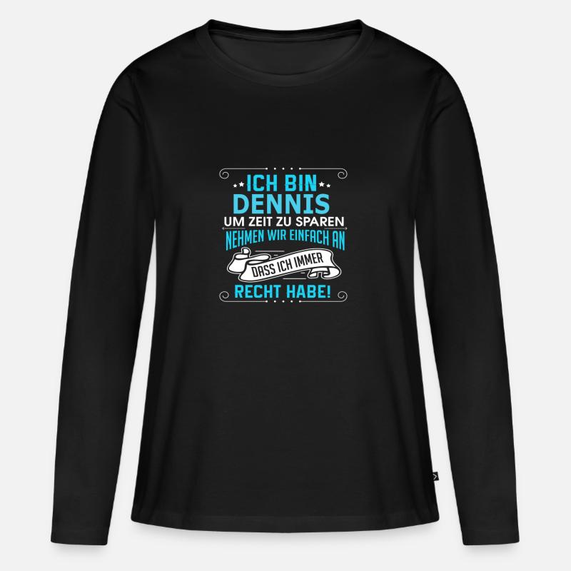 DENNIS - Frauen Premium Bio Langarmshirt - Schwarz