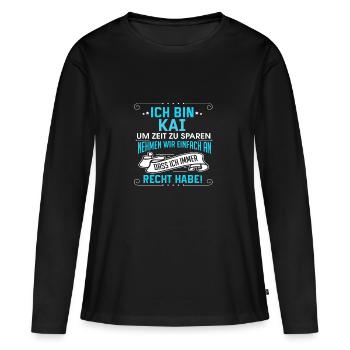 KAI - Frauen Premium Bio Langarmshirt - Schwarz - Vorne - Julia (174cm)
