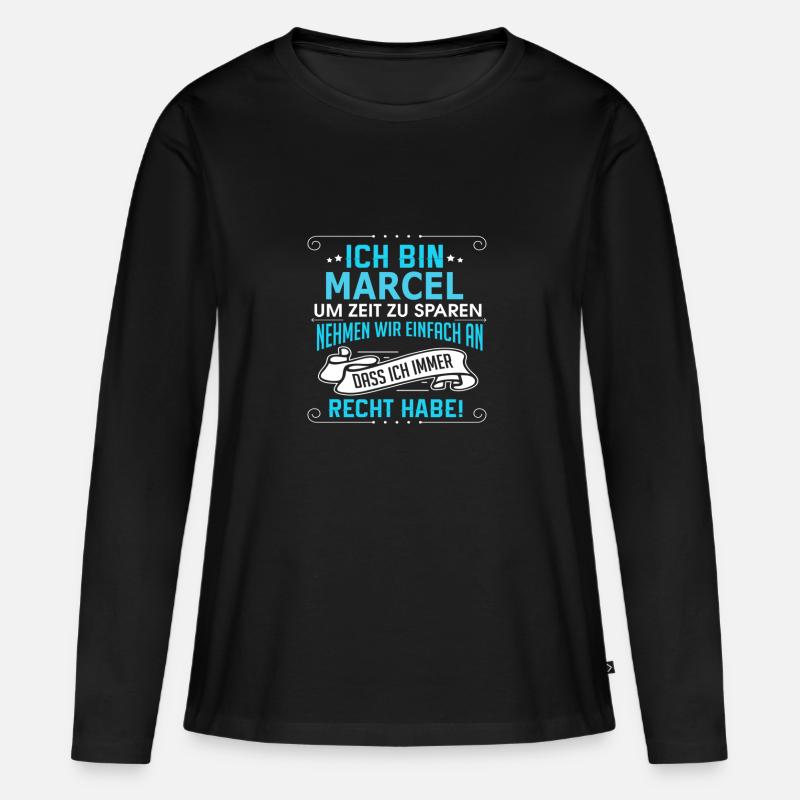 MARCEL - Frauen Premium Bio Langarmshirt - Schwarz