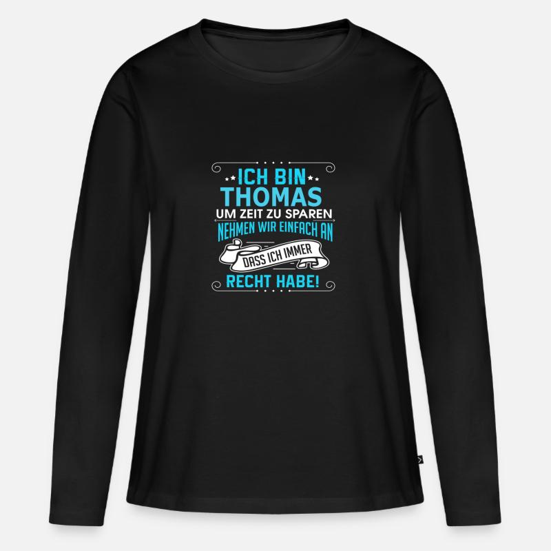 THOMAS - Frauen Premium Bio Langarmshirt - Schwarz