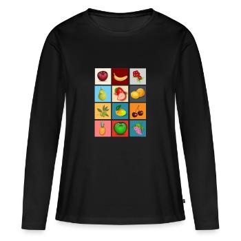fruits - Frauen Premium Bio Langarmshirt - Schwarz - Vorne - Julia (174cm)