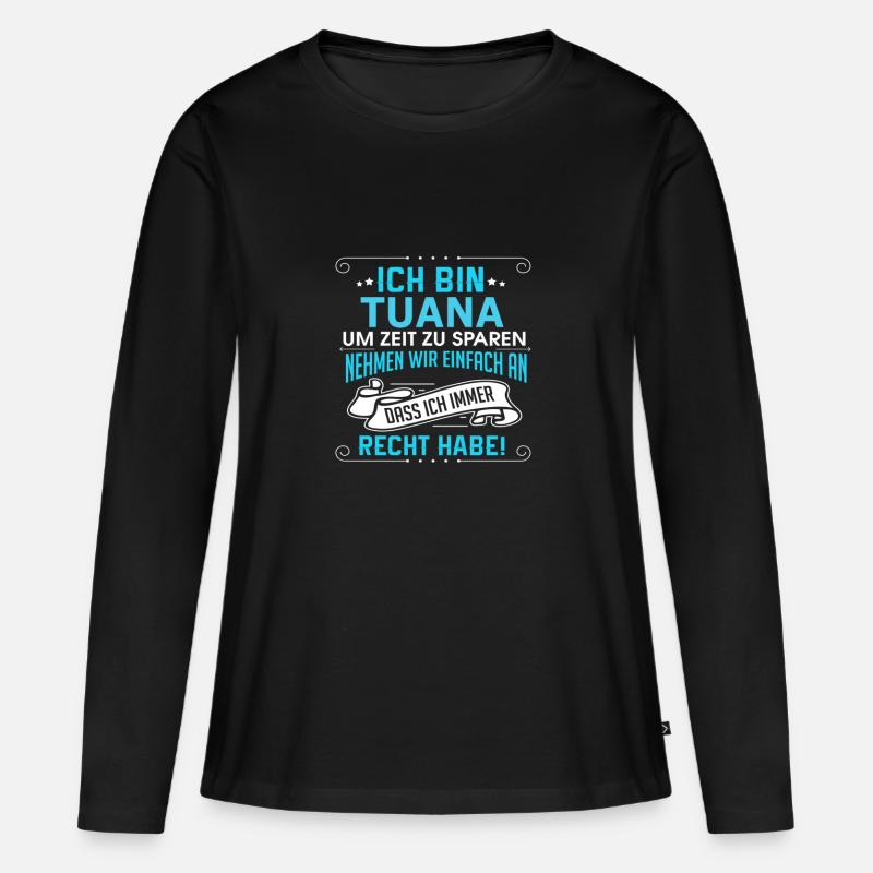 TUANA - Frauen Premium Bio Langarmshirt - Schwarz