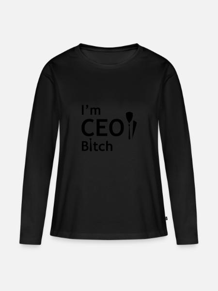 CEO - Frauen Premium Bio Langarmshirt - Schwarz