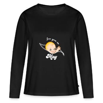 Schwangerschaft Schwanger Mai Geschenkidee - Frauen Premium Bio Langarmshirt - Schwarz - Vorne - Julia (174cm)