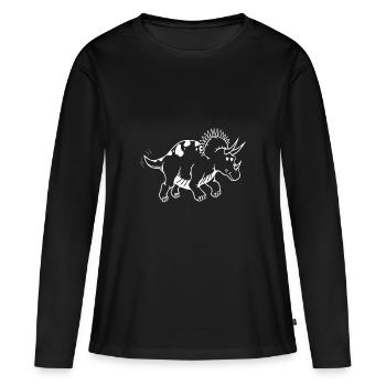 Dino dinosaure ceratopsia avec des cornes - T-shirt manches longues Premium bio Femme - noir - Devant - Julia (174cm)
