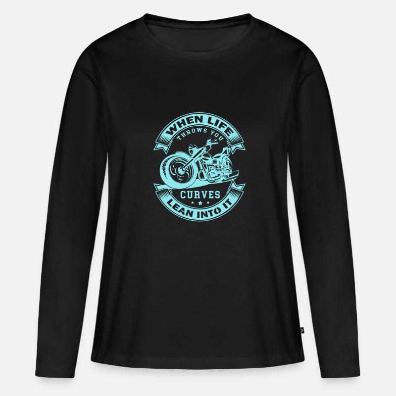 Motorrad Biker TShirt Geschenk - Frauen Premium Bio Langarmshirt - Schwarz