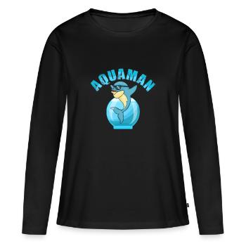 Verseau - T-shirt manches longues Premium bio Femme - noir - Devant - Julia (174cm)