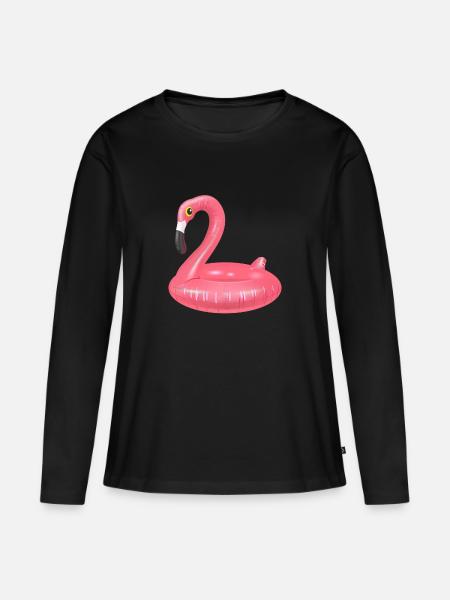 Flamingo Schwimmring Sommer Sonne Schwimmen Pink - Premium økologisk langærmet T-shirt til kvinder - sort