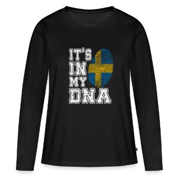 DNA Schweden T-shirt - Frauen Premium Bio Langarmshirt - Schwarz - Vorne - Julia (174cm)