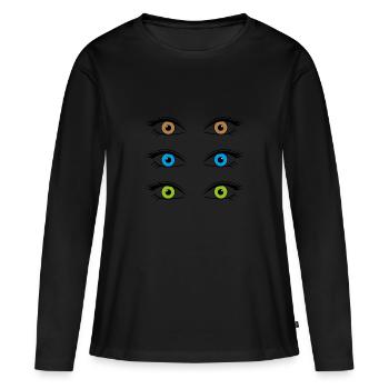 eyes - Women's Premium Organic Long Sleeve Shirt - black - Front - Julia (174cm)