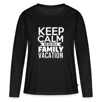 Vacances vacances Urlaubsreif vacances - T-shirt manches longues Premium bio Femme - noir - Devant - Julia (174cm)