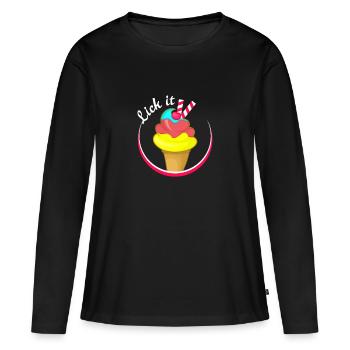 coup de langue - T-shirt manches longues Premium bio Femme - noir - Devant - Julia (174cm)