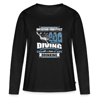 Wochenend-Vorhersage-Sporttauchen-T-Shirt - Frauen Premium Bio Langarmshirt - Schwarz - Vorne - Julia (174cm)
