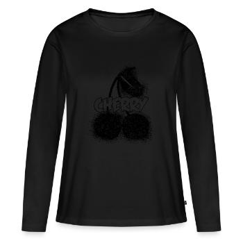 cerise - T-shirt manches longues Premium bio Femme - noir - Devant - Julia (174cm)