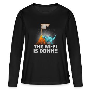 Dino WIFI Wifi - T-shirt manches longues Premium bio Femme - noir - Devant - Julia (174cm)