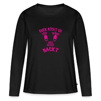 Lieber nackt in Pink - Frauen Premium Bio Langarmshirt - Schwarz - Vorne - Julia (174cm)