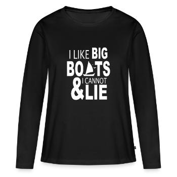 J'aime les gros bateaux J'aime les gros bateaux - T-shirt manches longues Premium bio Femme - noir - Devant - Julia (174cm)
