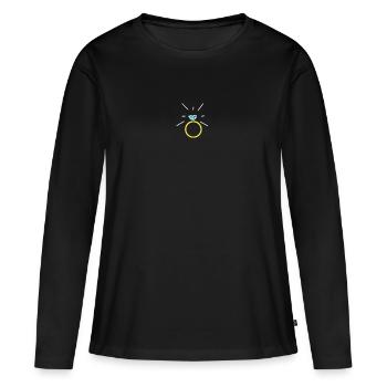 Bague de fiançailles bague de fiançailles mariage mariée - T-shirt manches longues Premium bio Femme - noir - Devant - Julia (174cm)