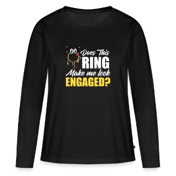 Bague de fiançailles bague de fiançailles mariage mariée - T-shirt manches longues Premium bio Femme - noir - Devant - Julia (174cm)