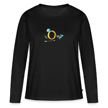 Bague de fiançailles - T-shirt manches longues Premium bio Femme - noir - Devant - Julia (174cm)