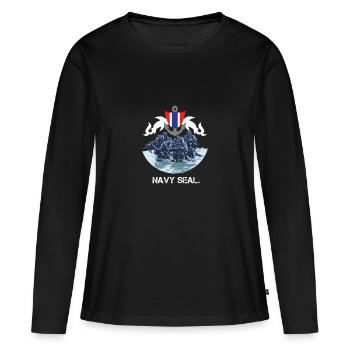 Navy Seal Rescue Diver - T-shirt manches longues Premium bio Femme - noir - Devant - Julia (174cm)
