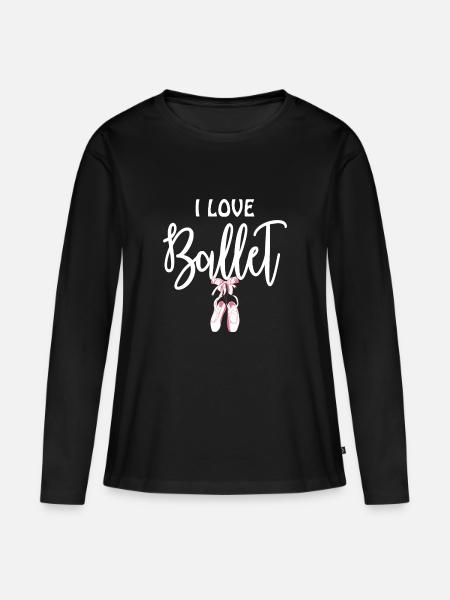 I love Ballet - Frauen Premium Bio Langarmshirt - Schwarz