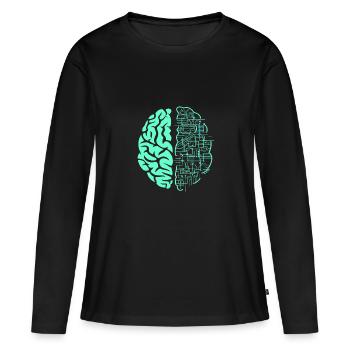 T-shirt d'intelligence artificielle✅ - T-shirt manches longues Premium bio Femme - noir - Devant - Julia (174cm)