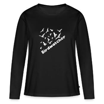 Idée cadeau ornithologue ornithologue ornithologue - T-shirt manches longues Premium bio Femme - noir - Devant - Julia (174cm)