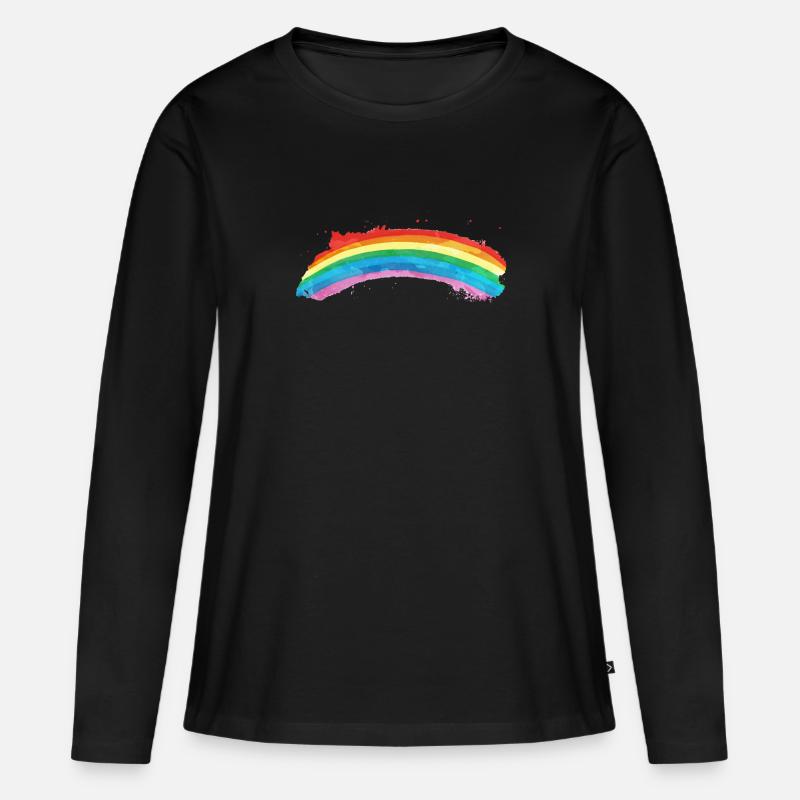 Regenbogen Farben Vintage Geschenk - Frauen Premium Bio Langarmshirt - Schwarz