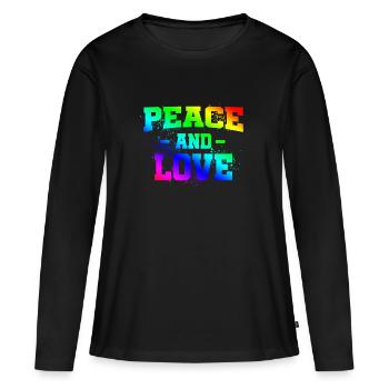 Paix et amour, arc-en-ciel - T-shirt manches longues Premium bio Femme - noir - Devant - Julia (174cm)