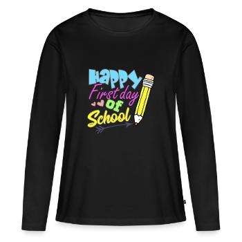 Retour à l'école Premier jour d'école - T-shirt manches longues Premium bio Femme - noir - Devant - Julia (174cm)