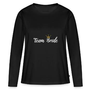 Équipe mariée - T-shirt manches longues Premium bio Femme - noir - Devant - Julia (174cm)