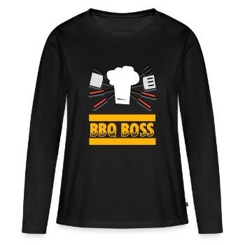 Cadeau BBQ BOSS - T-shirt manches longues Premium bio Femme - noir - Devant - Julia (174cm)