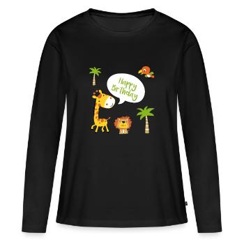 Joyeux anniversaire joyeux anniversaire - T-shirt manches longues Premium bio Femme - noir - Devant - Julia (174cm)
