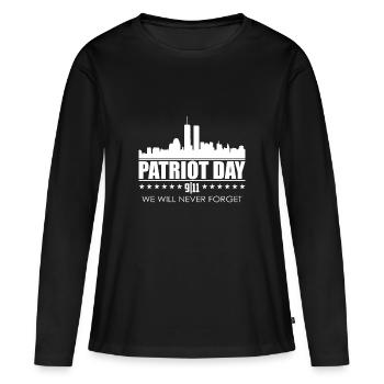 We will never forget 9/11 - Frauen Premium Bio Langarmshirt - Schwarz - Vorne - Julia (174cm)