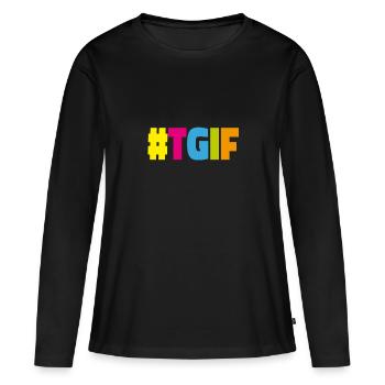 TGIF remercie Dieu de son week-end de fin de semaine Weekend - T-shirt manches longues Premium bio Femme - noir - Devant - Julia (174cm)