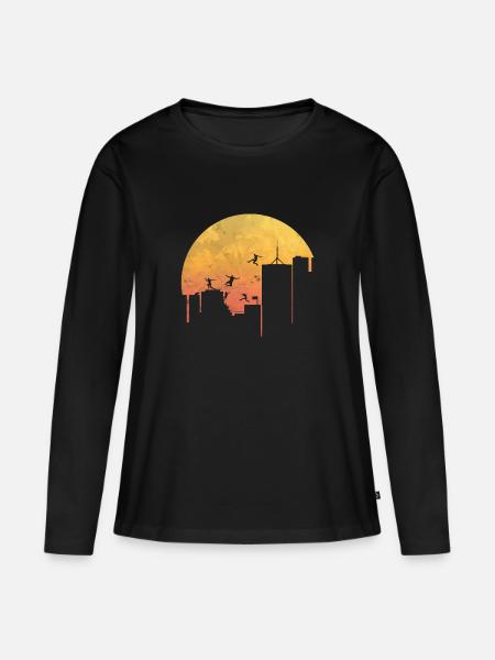 Parkour Trend Sportart Geschenk Sonnenuntergang - Frauen Premium Bio Langarmshirt - Schwarz