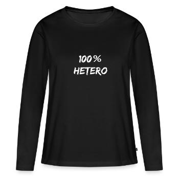 Hetero 100% Hetero Mann und Frau - Frauen Premium Bio Langarmshirt - Schwarz - Vorne - Julia (174cm)