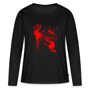 Halloween Blutig Grusel Geschenk - Frauen Premium Bio Langarmshirt - Schwarz - Vorne - Julia (174cm)