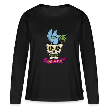 Cadeau de paix - T-shirt manches longues Premium bio Femme - noir - Devant - Julia (174cm)