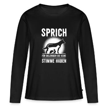 Stimme der Tiere-Tierschutz - Frauen Premium Bio Langarmshirt - Schwarz - Vorne - Julia (174cm)