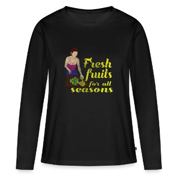 Fruits frais - T-shirt manches longues Premium bio Femme - noir - Devant - Julia (174cm)