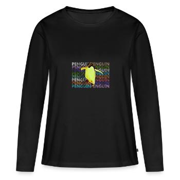 Pinguin Geschenk - Frauen Premium Bio Langarmshirt - Schwarz - Vorne - Julia (174cm)